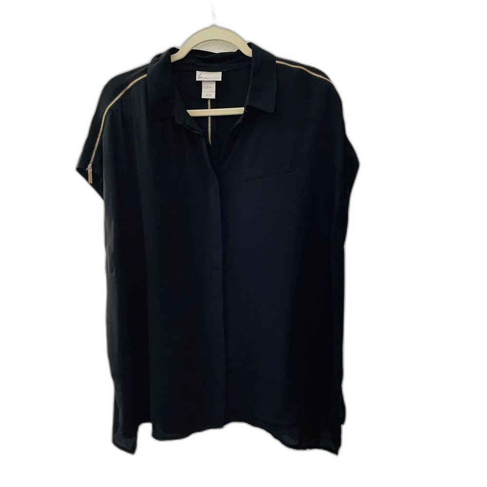 Lane Bryant Black Zip Top 14/16